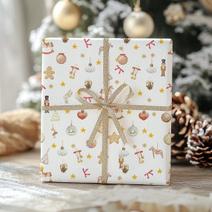 Klassisches Weihnachtsspielzeug und Weihnachtsschm Geschenkpapier