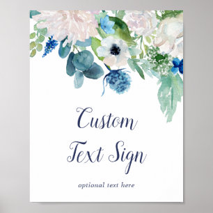 Klassisches Weiß Blumen Baby Shower Individuelles Poster