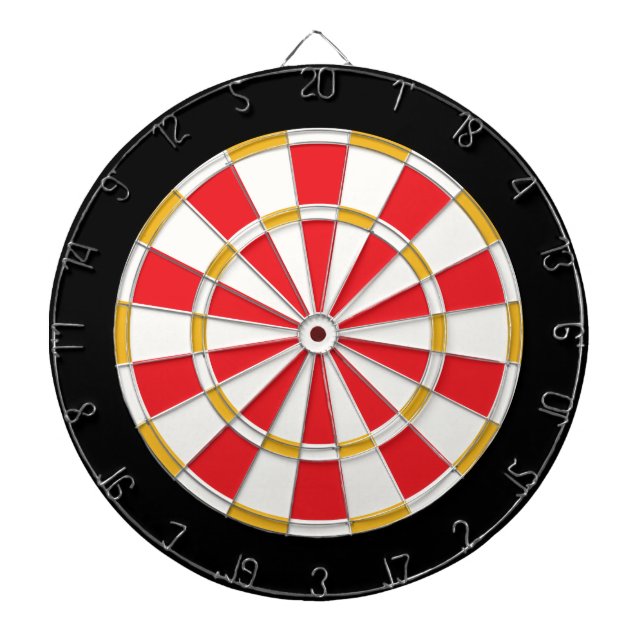 Klassisches Weiß, Gold, Rot und Schwarzes Dartscheibe (vorne)