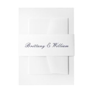 Klassisches Weiß mit Navy Blue Script Bly Band