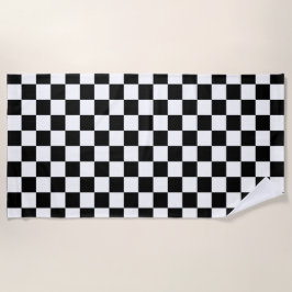 Klassisches Weiß mit Schwarz-Quadrat-Stilmuster Strandtuch