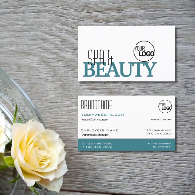 Klassisches Weiß und Aquamarin Einfach Stilvoll mi Visitenkarte (Von Creator hochgeladen)