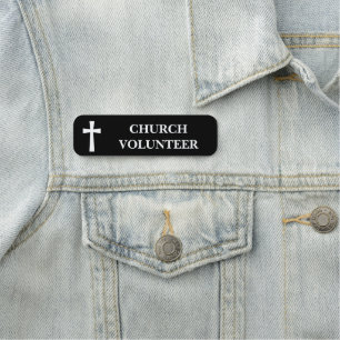 Klassisches Weißes Kreuz Schwarzes Kirchenhelfer-A Namensschild