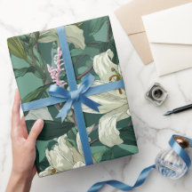 Klassisches Weißes Lily Grüner Blumenmuster