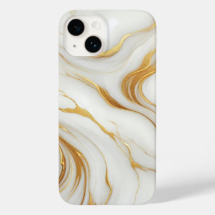 Klassisches weißes Marmor iPhone 14 Fall mit Gold Case-Mate iPhone 14 Hülle