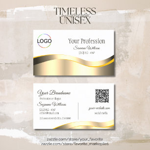 Klassisches weißes Wavy Gold-Dekor mit QR-Logo Visitenkarte
