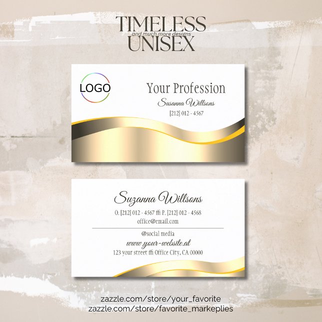 Klassisches weißes, weißes Gold mit Branding-Logo Visitenkarte (Von Creator hochgeladen)