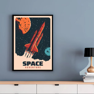 Klassisches Weltraum-Abenteuer Vintage Poster