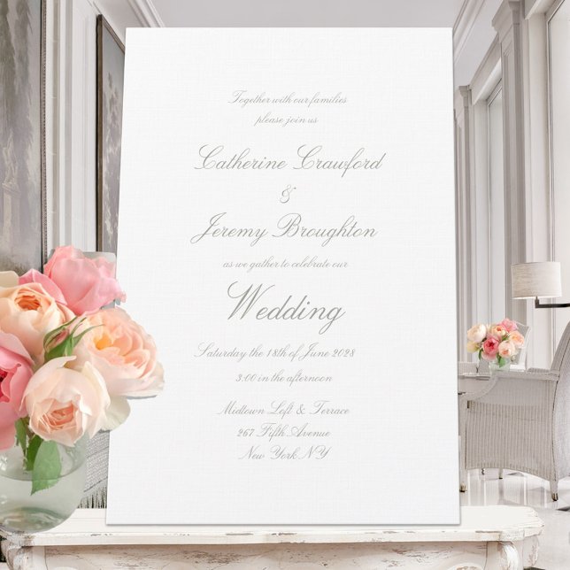 Klassisches White Linen Wedding Script Einladung (Von Creator hochgeladen)