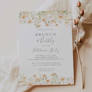 Klassisches Wildblume Brunch and Bubbly Brautparty Einladung