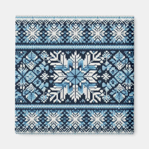 Klassisches Winter-Schnee Fair Isle/Musterstricken Magnet
