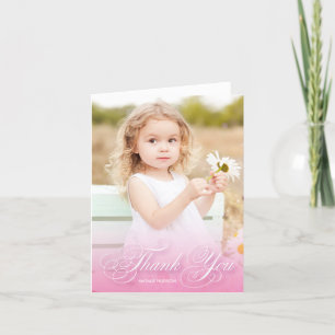 Klassisches Wirbles Skript-Rosa mit Foto danken Dankeskarte