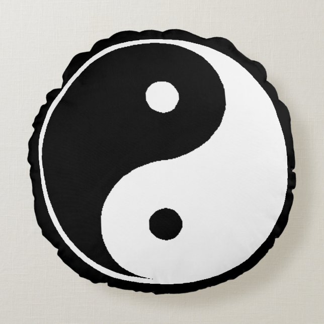 Klassisches Ying Yang Chinesisches Symbol Rundes Kissen (Vorderseite)