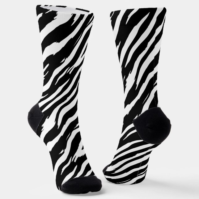 Klassisches Zebra Print Strip Fashion Muster Socken (Gewinkelt)