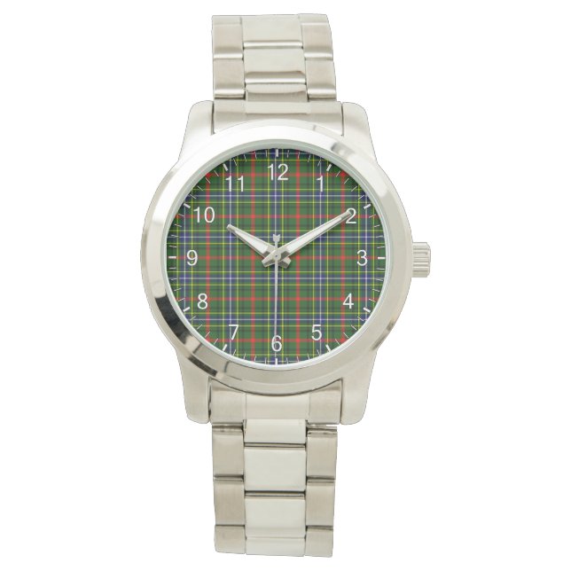 Klassisches Zeitloses Clan Bisset Tartan Kariertes Armbanduhr (Vorderseite)
