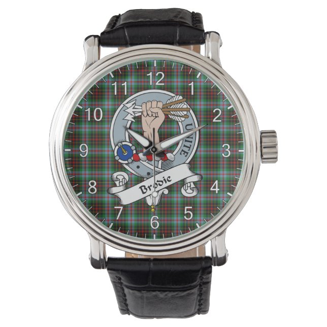 Klassisches Zeitloses Clan Brodie Modernes Tartan- Armbanduhr (Vorderseite)