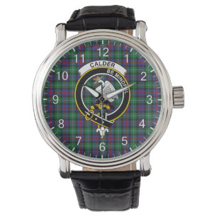 Klassisches Zeitloses Clan Calder Tartan Abzeichen Armbanduhr