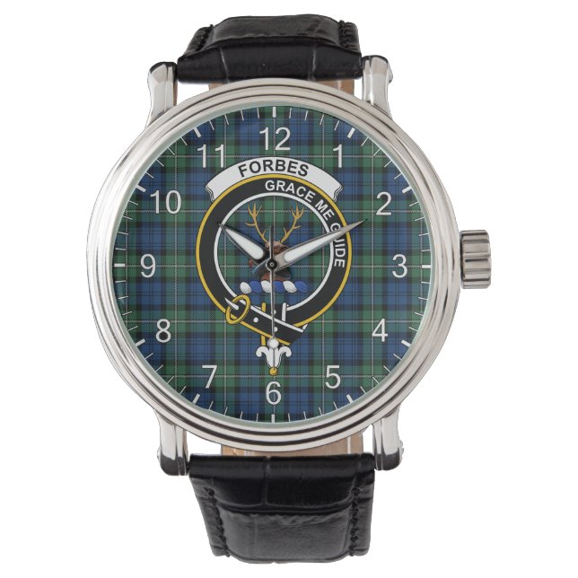 Klassisches Zeitloses Clan Forbes Altes Tartan-Abz Armbanduhr (Vorderseite)