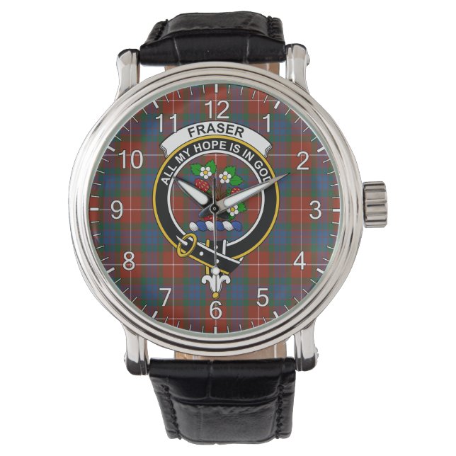 Klassisches Zeitloses Clan Fraser Ancient Tartan A Armbanduhr (Vorderseite)