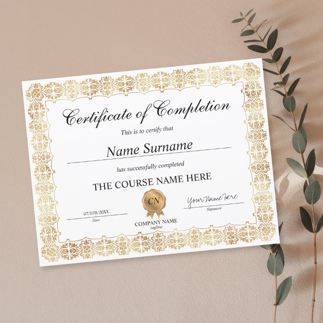 Klassisches Zeugnis des Abschlusses (CERTIFICATE WITH GOLDEN VICTORIAN BORDER)