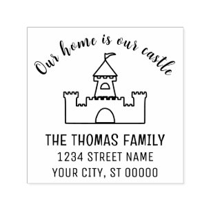 Klassisches Zuhause ist unser Schloss Name Adresse Permastempel