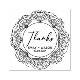 KLASSY VERZIERT MANDALA CUSTOM SCRIPT DANKS WEDD GUMMISTEMPEL