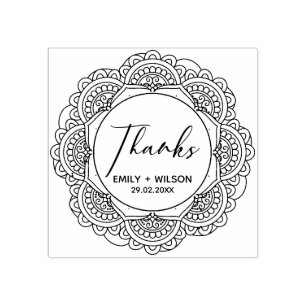 KLASSY VERZIERT MANDALA CUSTOM SCRIPT DANKS WEDEN GUMMISTEMPEL