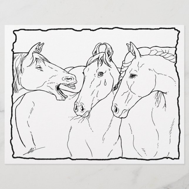 Klatschende Pferde - Farbseite. (Vorderseite)
