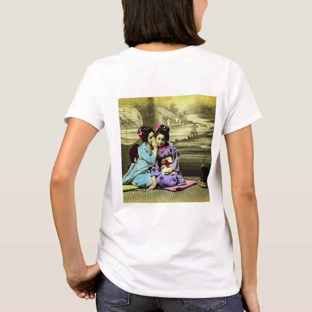 Klatschgeisha-Mädchen alten Vintagen Japaners T-Shirt (Rückseite)