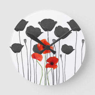 Klatschmohn Runde Wanduhr