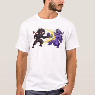 Klauen Schlag Ninja vs Monster Chibi Anime RPG Spi T-Shirt