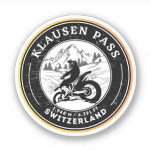 Klausen Pass Schweizer Alpen Motorradtour Aufkleber