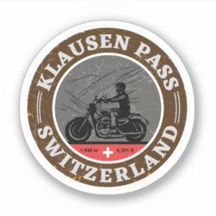 Klausen Pass Schweizer Alpen Motorradtour Aufkleber