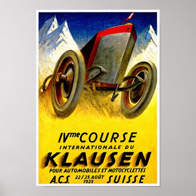 Klausen Race ~ Vintage Kfz-Werbung Poster (Vorne)