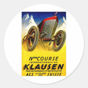 Klausen-Rennen ~ Vintage-Automobilwerbung Runder Aufkleber