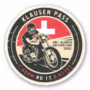 Klausen   Schweiz   Motorrad Aufkleber