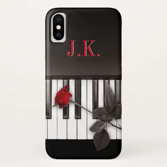 Klavier befestigt Fall des Rosen-Musik-Monogramms Case-Mate iPhone Hülle (Rückseite)