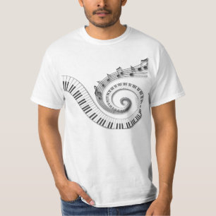 Klavier befestigt Musiknoten T-Shirt