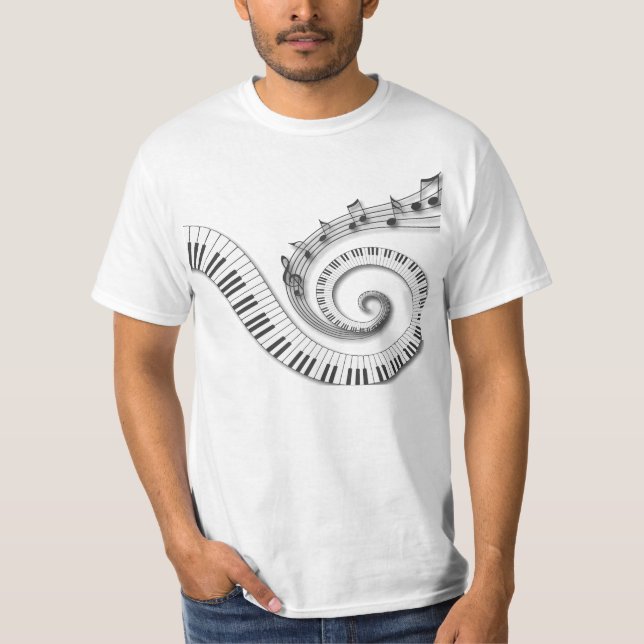 Klavier befestigt Musiknoten T-Shirt (Vorderseite)