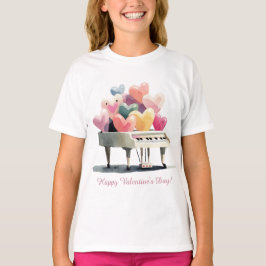 Klavier der Liebesherzen Valentinstag T-Shirt