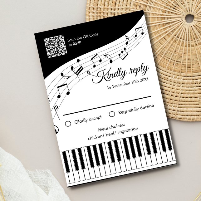 Klavier hält musikalische Notizen QR-Code Hochzeit (Von Creator hochgeladen)