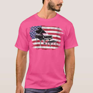 Klavier mit amerikanischer Fahne für Orchester T-Shirt