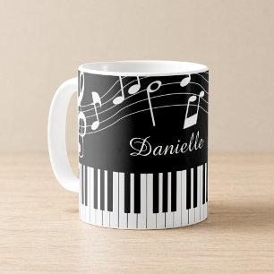 Klavier Notenschrift Name Schwarz Weiß Kaffeetasse
