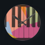 Klavier-Pop-Kunst Runde Wanduhr<br><div class="desc">Klavier-Pop-Kunst</div>