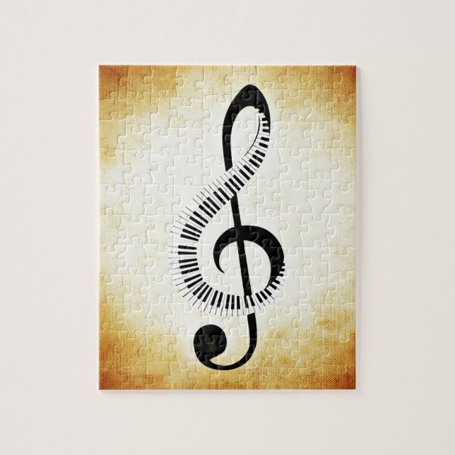 Klavier-Schlüssel auf einem MusikClef Puzzle (Vertikal)