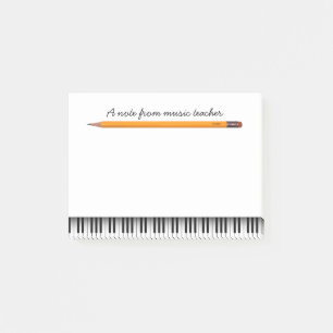 Klavier-Schlüssel u. Bleistift-Musik-Lehrer Post-it Klebezettel