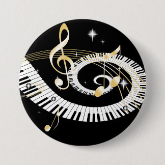 Klavier-Schlüssel und goldener Musiknoten Button