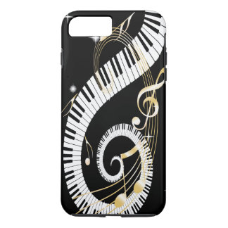 Klavier-Schlüssel und goldener Musiknoten iPhone 7 8 Plus/7 Plus Hülle