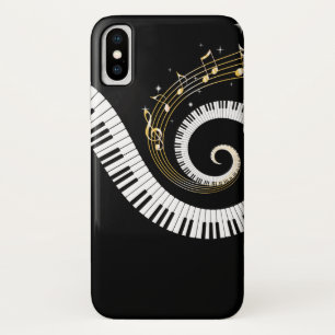 Klavier-Schlüssel und GoldMusiknoten iPhone X Hülle