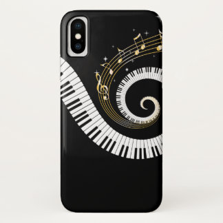 Klavier-Schlüssel und GoldMusiknoten iPhone X Hülle
